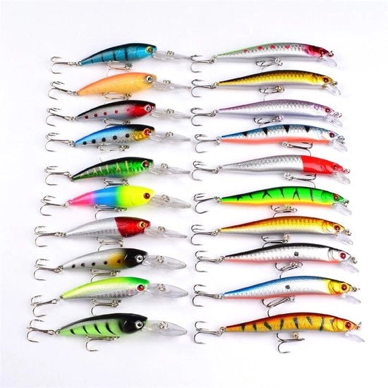 Set di Accessori per la Pesca con 20 Pezzi, Contenente Spine, Esche, Lame, Crocchi, Ganci, Cuscinetti e Palomone