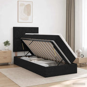Letto con contenitore LED e materasso Nero 90 x 200 cm Tessuto 3459983