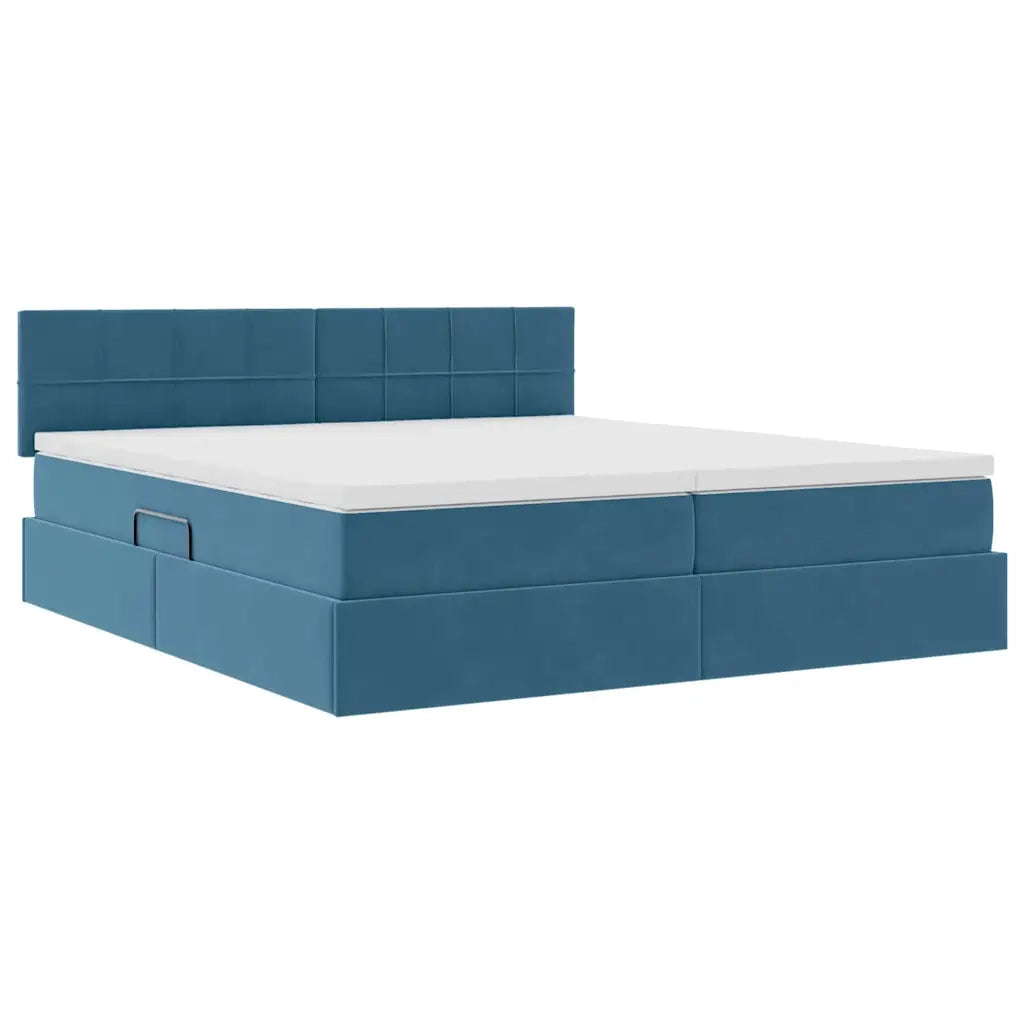 Letto con luci a strisce a LED Blu Scuro 180 x 200 cm Velluto