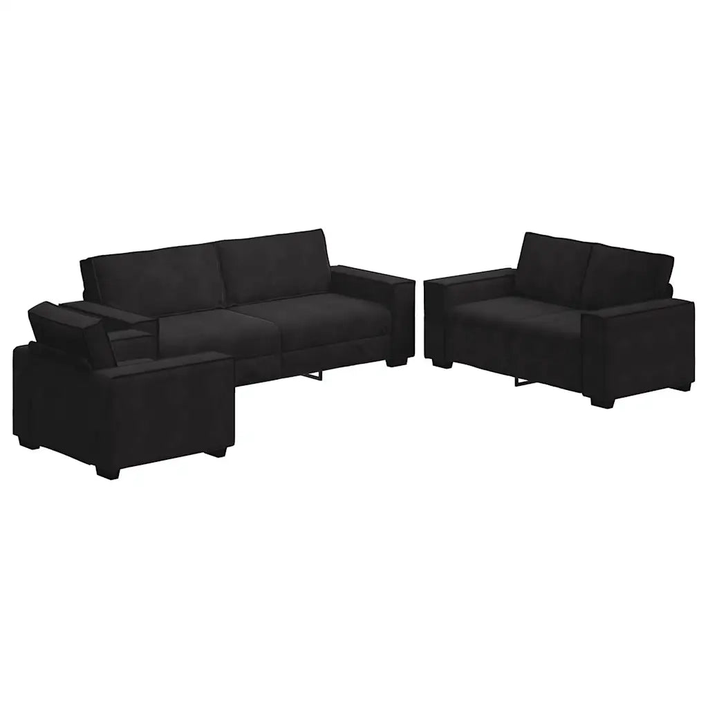 Set di Divani 3 pz con Cuscini Nero in Velluto 3324623