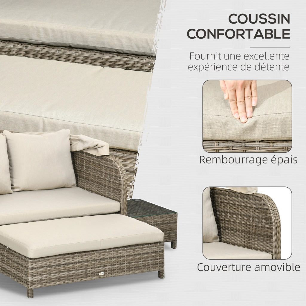 Set divano da giardino 4 pezzi ¨C zephmum ¨C beige e marrone