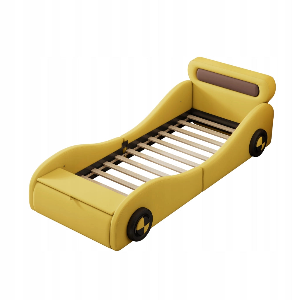 Letto a una piazza e mezza imbottito - Xylo - 90x200 - Giallo - Auto