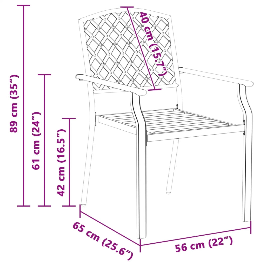 Sedia da Giardino 2 pz | Sedie da Esterno Antracite 56 x 65 x 89 cm Acciaio