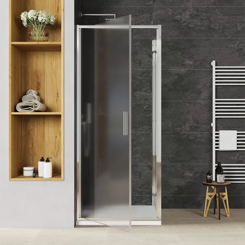 Box doccia slim 70x90cm con porta a battente e parete fissa profili cromati e vetro 6mm opaco h190| Portofino