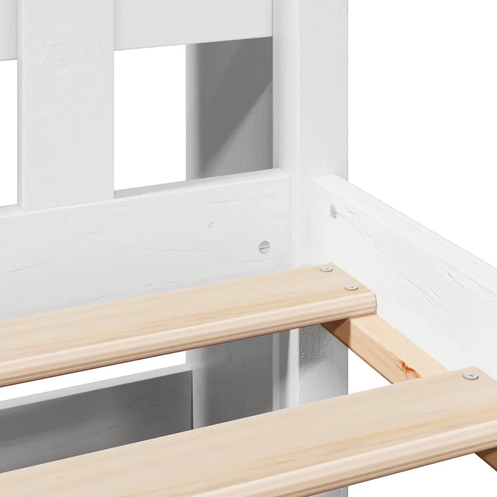 Letto Libreria senza Materasso Bianco 150x200 cm Legno di Pino 3322175
