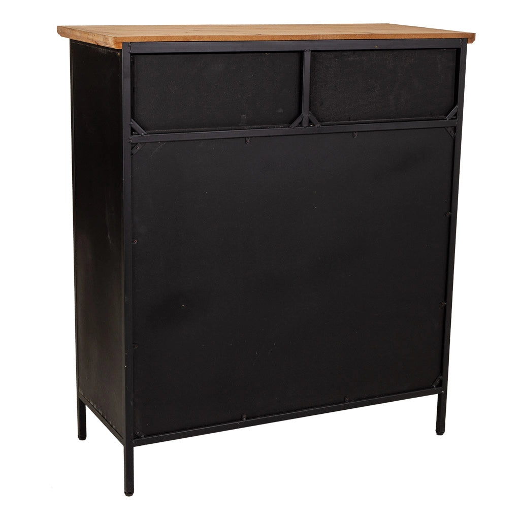 Mobile da ingresso in legno e metallo nero 80x34x90h