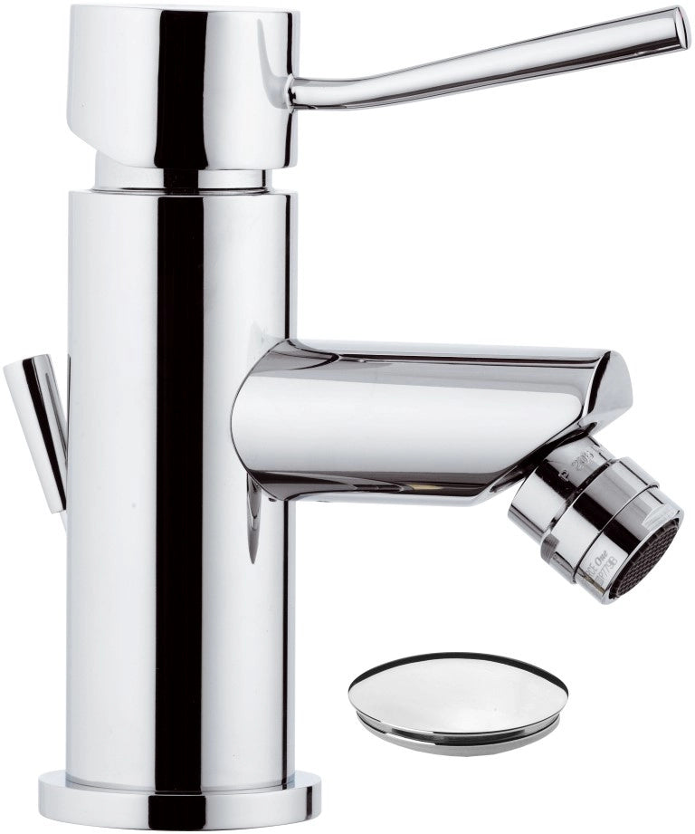 Rubinetto per bidet con o senza scarico e aeratore direzionale serie minimal