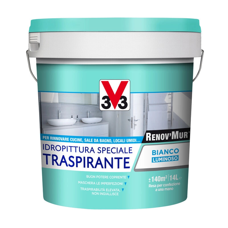 V33 RENOVMUR TRASPIRANTE BIANCO OPACO LT.14- V33- 1,0 pz