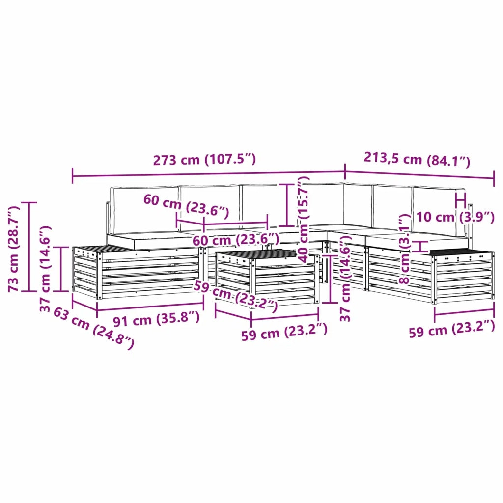 Set divani 6 Pezzo 59 x 59 x 37 cm 3392481