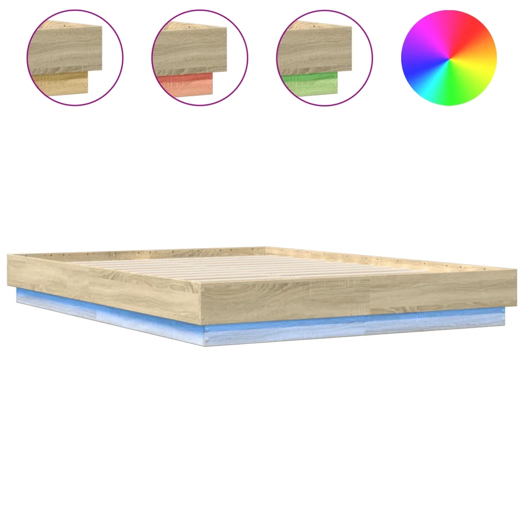 Giroletto con Luci LED-Struttura Letto Rovere Sonoma 120x200 cm