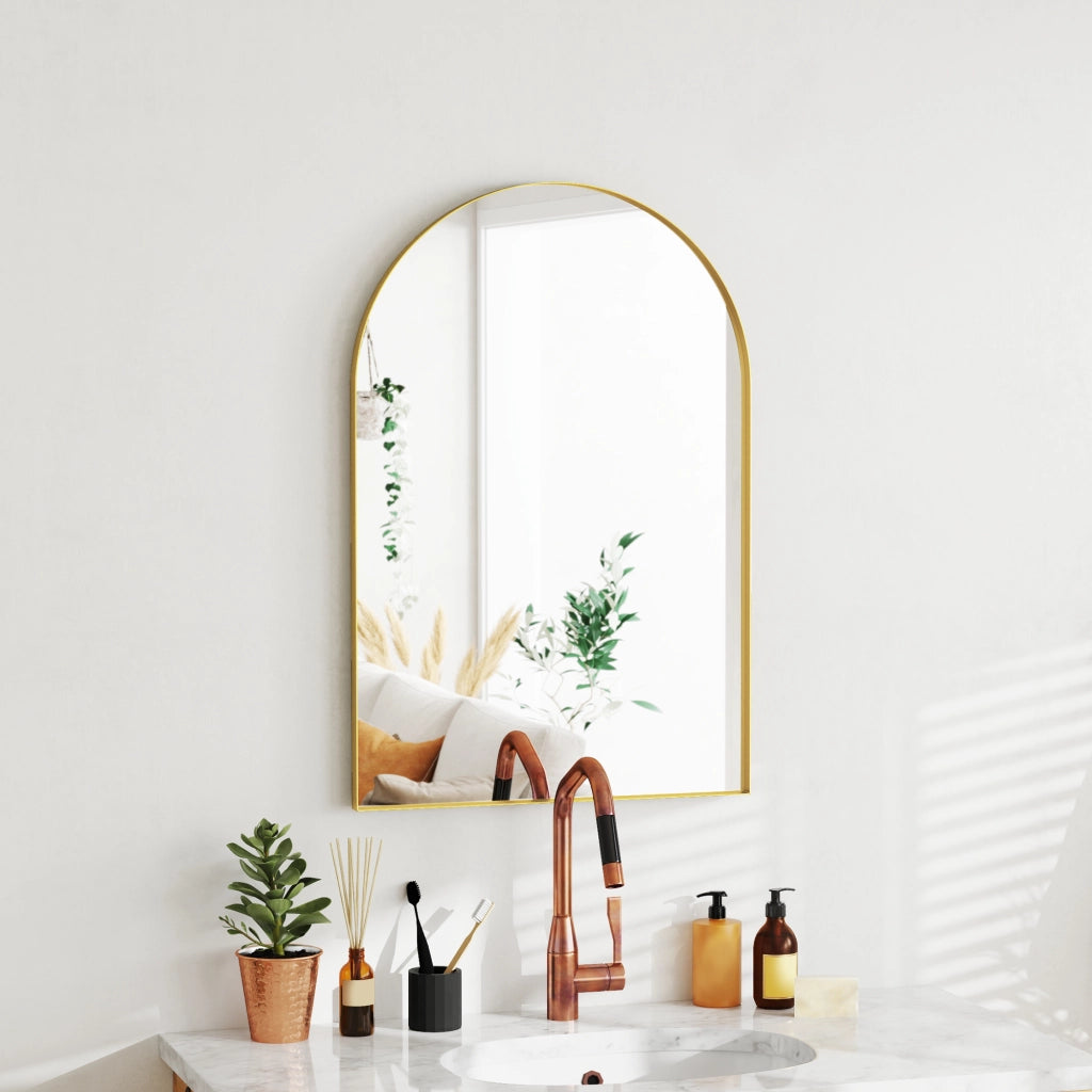Specchio da parete ad arco ¨C Xylo ¨C Cornice in lega alluminio oro 60x90cm