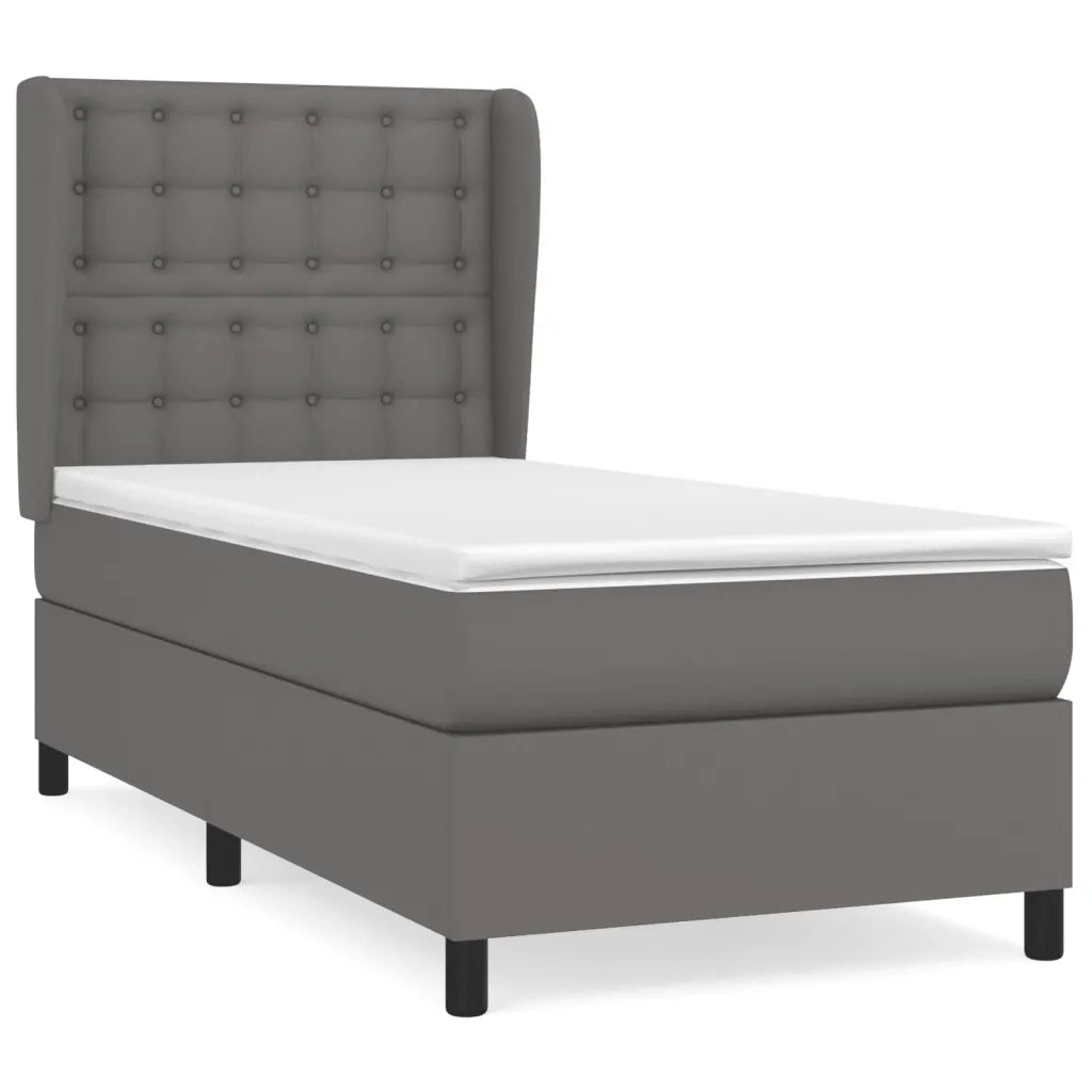 Giroletto a Molle con Materasso-Struttura Letto con Materasso Grgio 80x200 cm in Similpelle 914797