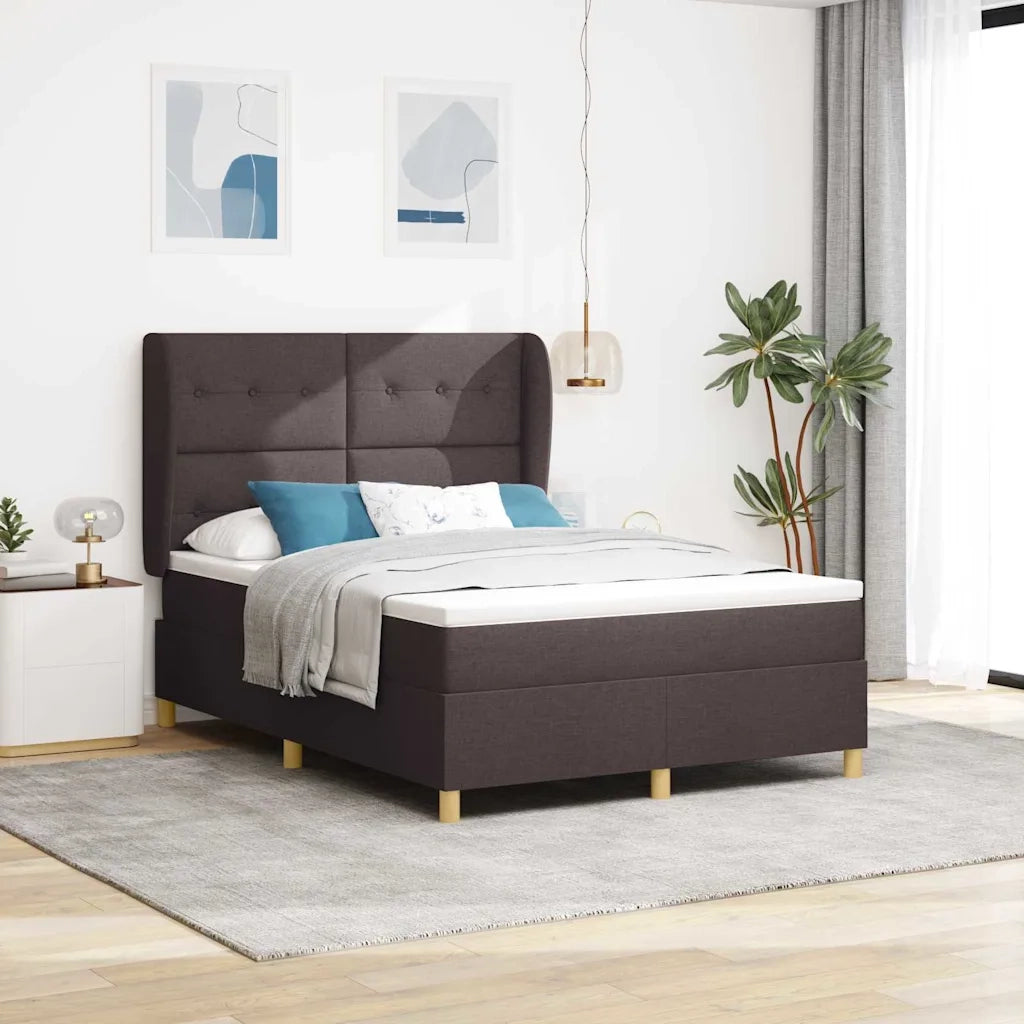 Letto a molle con materasso Marrone Scuro 190 x 140 cm Tessuto 3340749