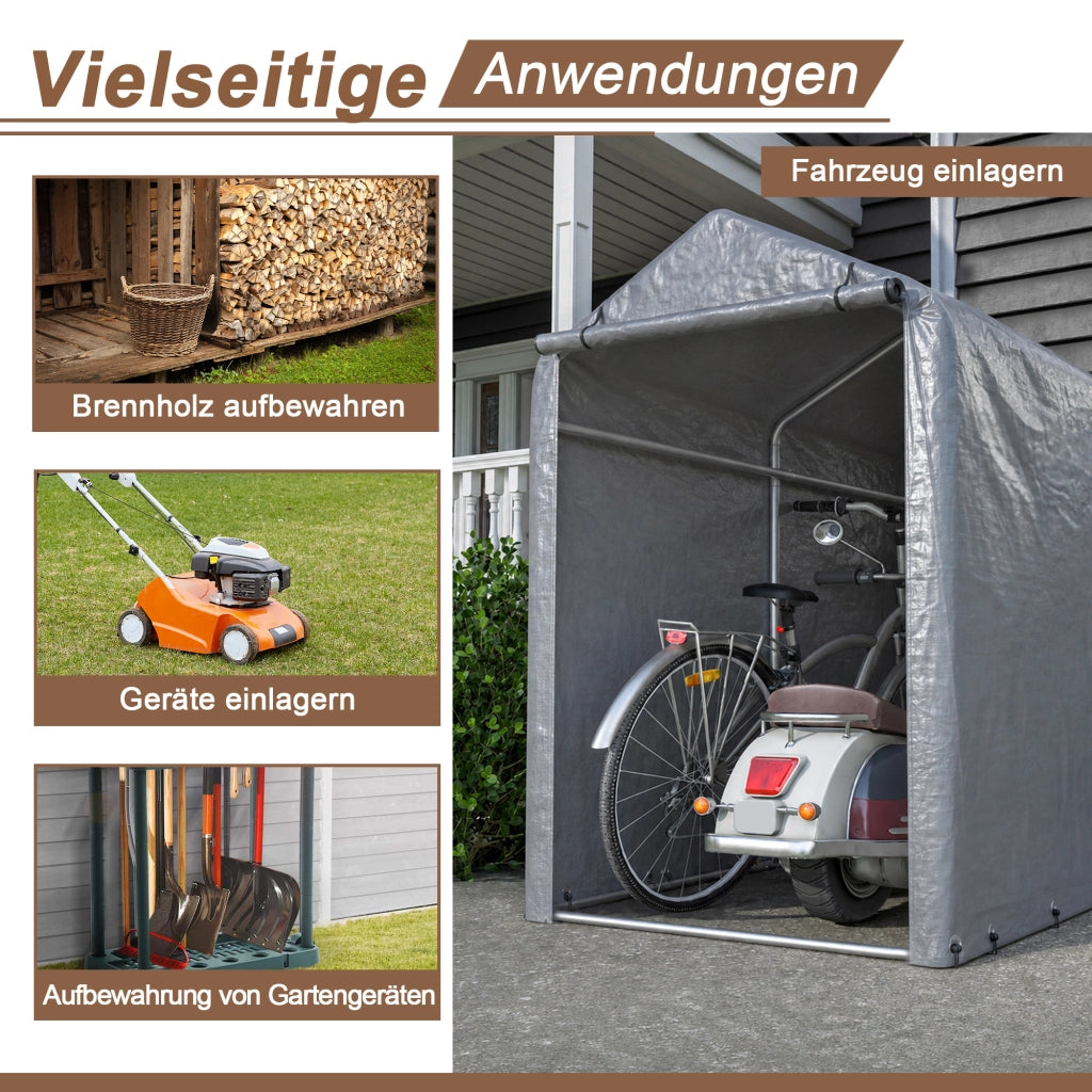 Garage per biciclette 100x187x160 cm, capanno per biciclette da esterno impermeabile con telaio in acciaio e protezione UV ¨C Per biciclette, motocicle