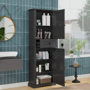 Mobile bagno nero 56 x 28 x 167,3 cm in MDF con cassetto centrale e ripiani regolabili