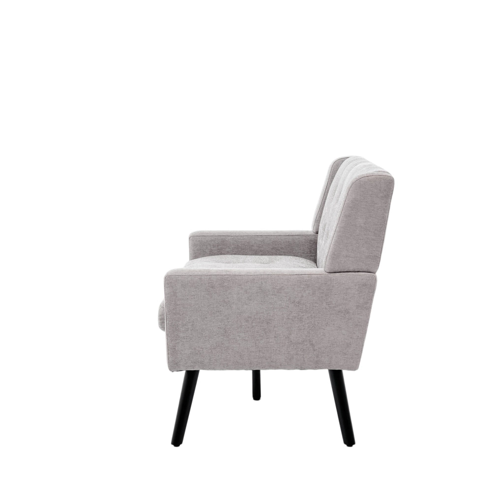 Poltrona Panca 2 Posti in Tessuto Lino ¨C MINIMAL ¨C Gambe in Legno Massello, Seduta Imbottita
