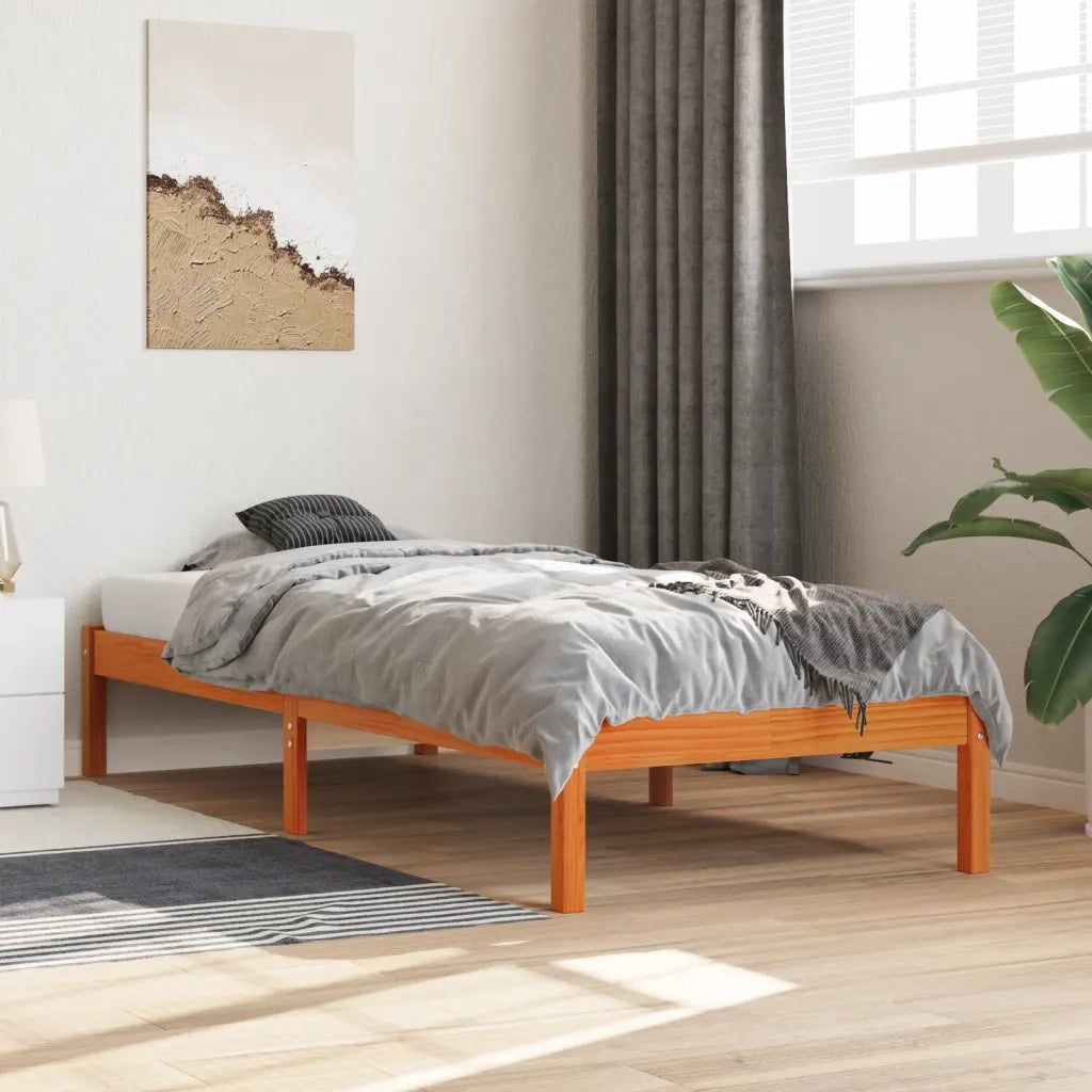 Giroletto senza Materasso-Struttura Letto Marrone Cera 90x200 cm Massello Pino 402863