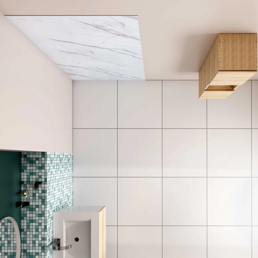 90x210 cm Pannello Doccia Realizzato in Alluminio Spessore 3mm con Profili Finitura Bianco Alba per Rivestimento Parete Bagno