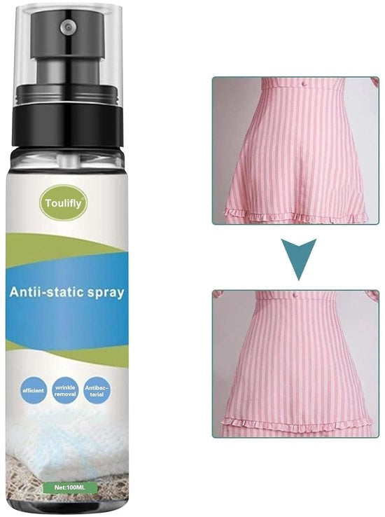 Spray Antistatico - Formato di viaggio 100 ml - Prevenzione della carica elettrica - Ideale per l'uso in viaggio - Adatto per abbigliamento...