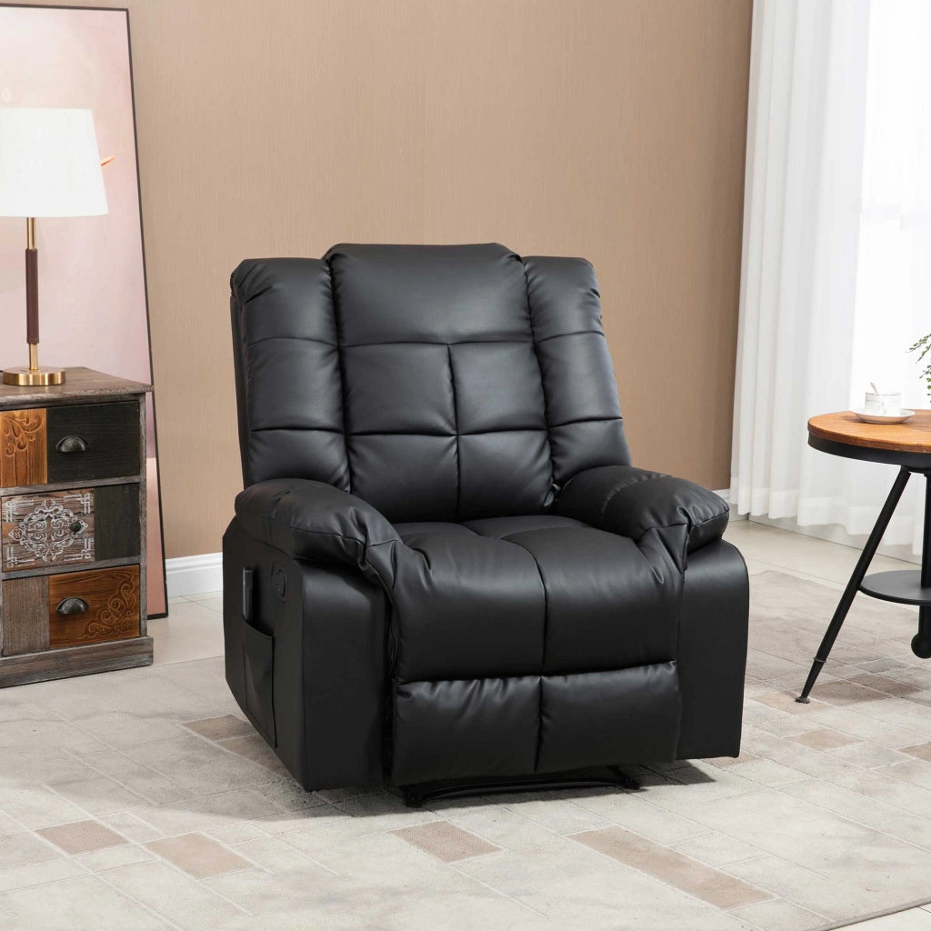 POLTRONA Relax Massaggiante Reclinabile 94x99x99 cm Nero in similpelle