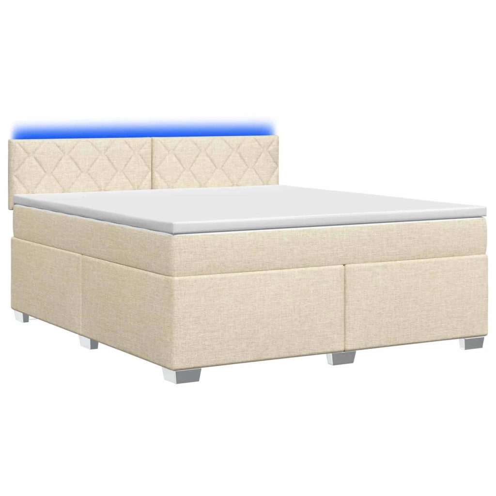 Letto con Box Spring, Materasso e LED Crema 180 x 200 cm 3452013