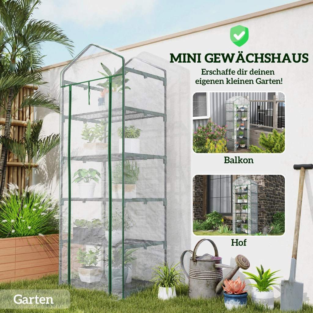 Serra da Giardino Mini per Fiori e Ortaggi ¨C Xylo ¨C Acciaio e Plastica 69x49x193 cm Bianco