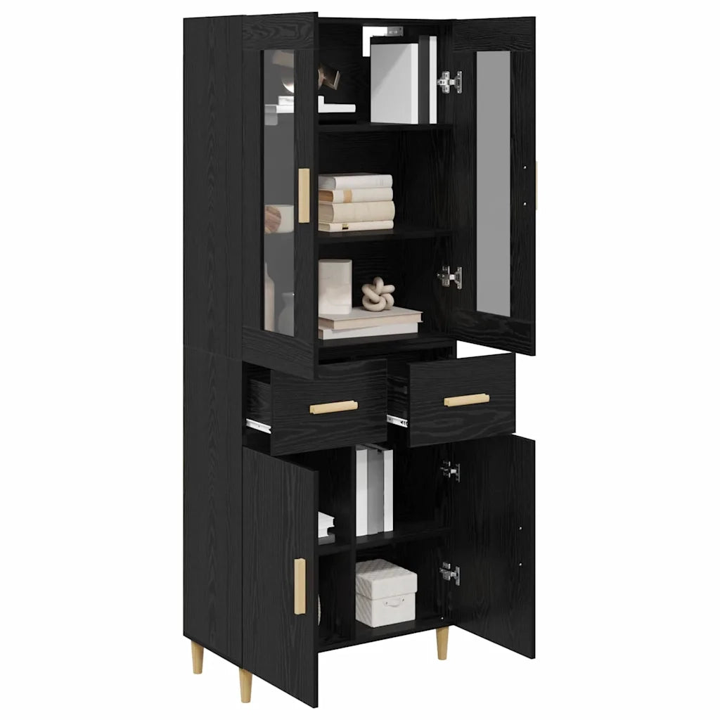 Credenza | Madia | Buffet da pranzo | Armadio da pranzo Rovere Nero 69,5 x 34 x 180 cm Legno multistrato