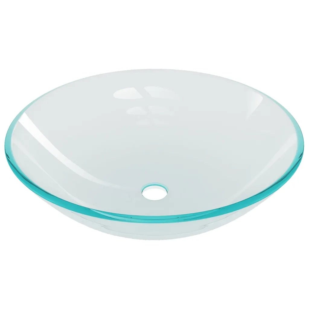Lavandino con Rubinetto e Piletta a Pressione-Lavabo-Lavello Vetro Temperato 637569