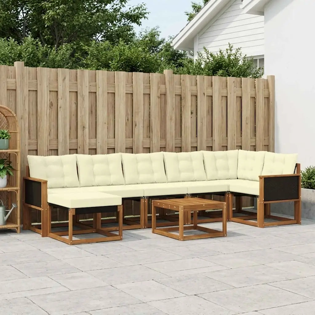 Set di divani da esterno con cuscino 8 pcs Naturale e Crema 3382102