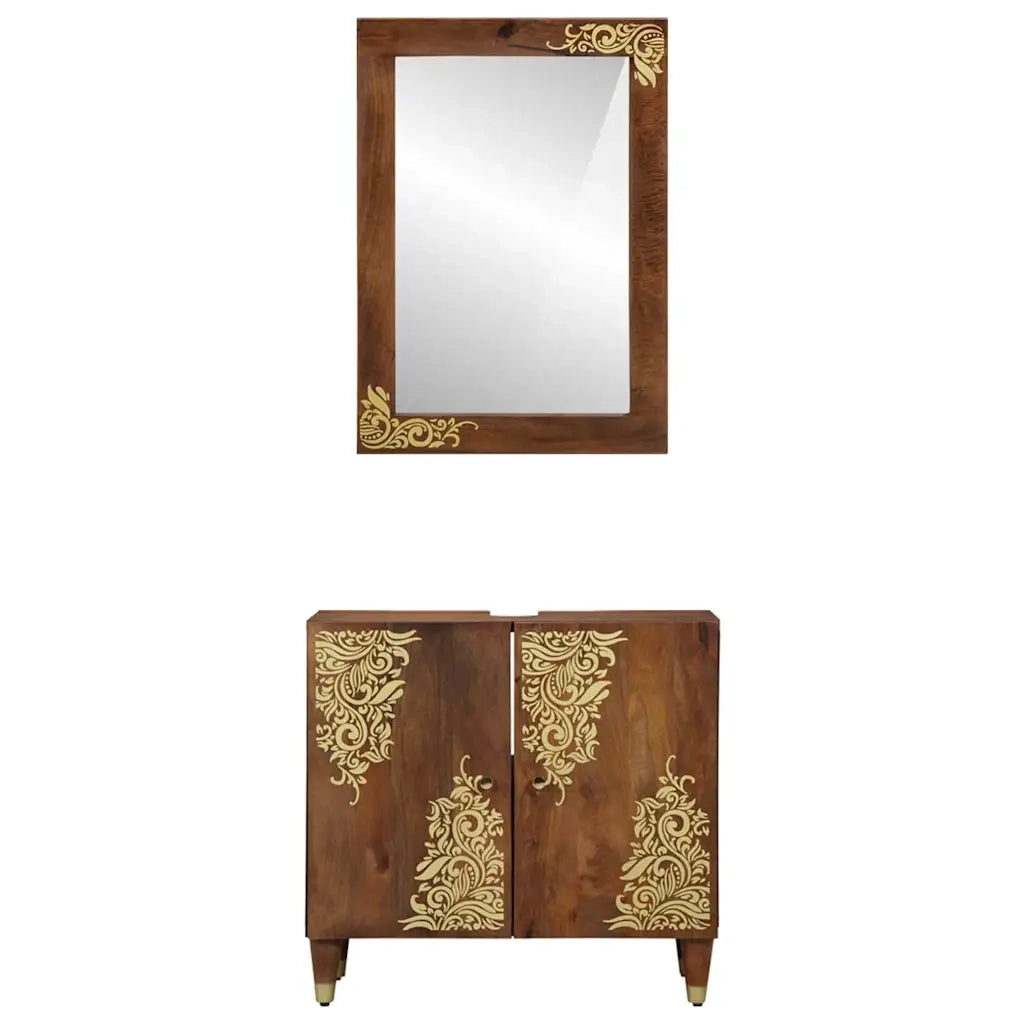 Set di Armadi da Bagno Montaggio a parete 2 pcs Marrone miele