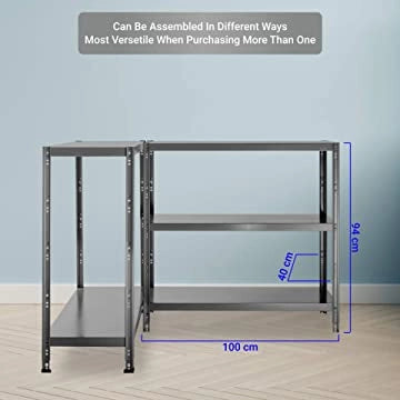 SCAFFALE IN METALLO GRIGIO ETTORE KIT BULLONI 100 X 40 X H 187 CM 5 RIPIANI
