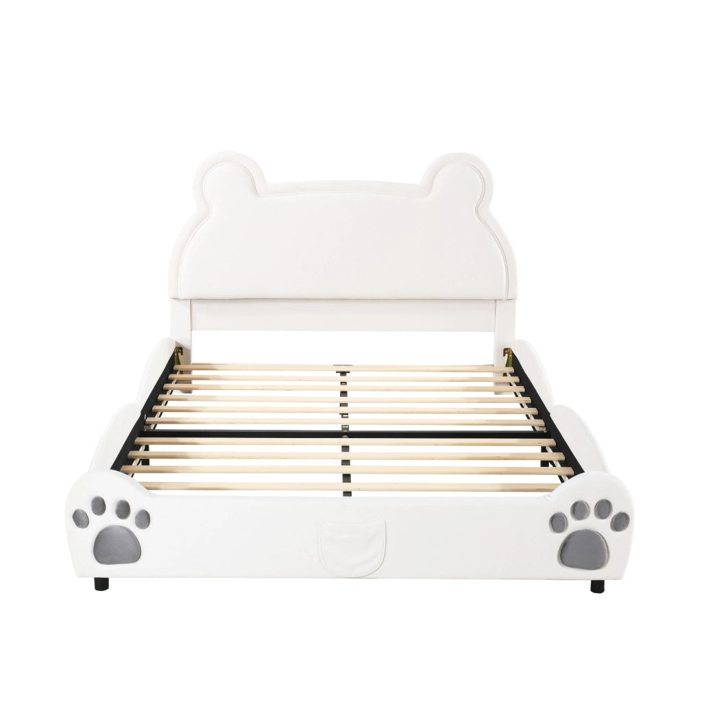 LETTO PER BAMBINI A FORMA DI ORSO 140x200 cm IMBOTTITO BIANCO