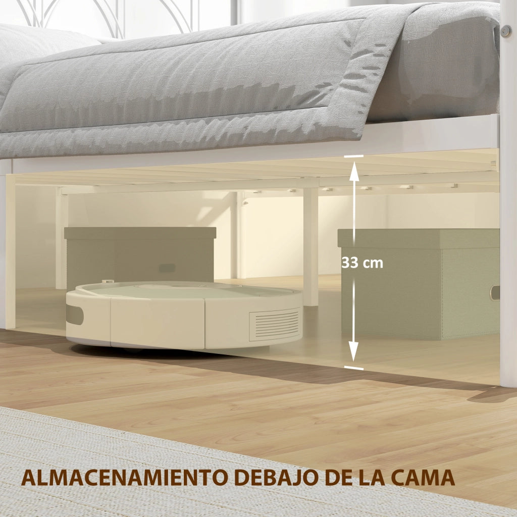 Letto Matrimoniale con Contenitore e Testiera in Acciaio ¨C Zephmum ¨C 140x190 cm