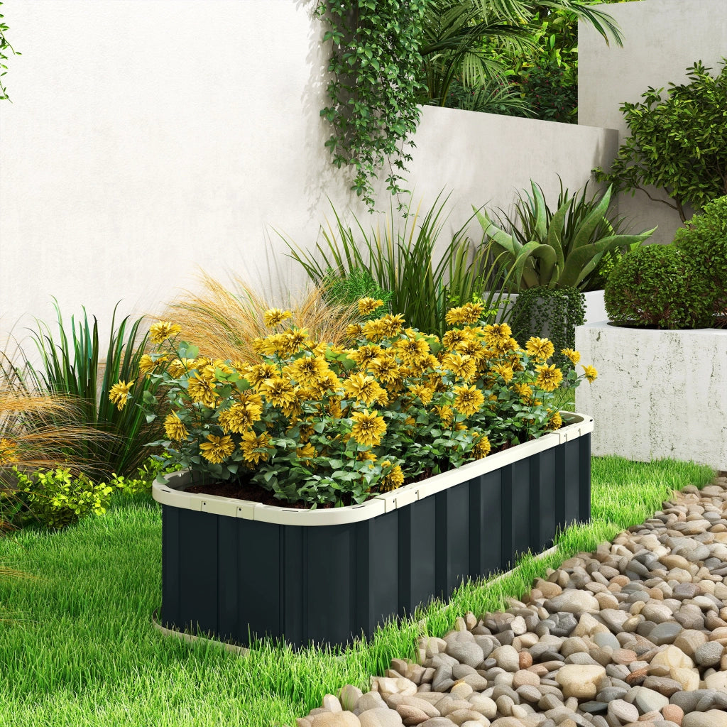 Hochbeet in Acciaio ¨C zephmum ¨C Grigio Scuro 136x52x31 cm