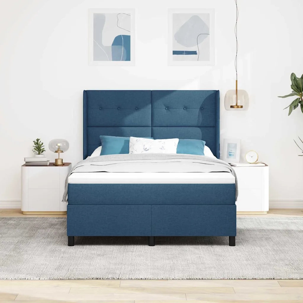 Letto a Sorgente LED con materasso Blu 160 x 200 cm Tessuto