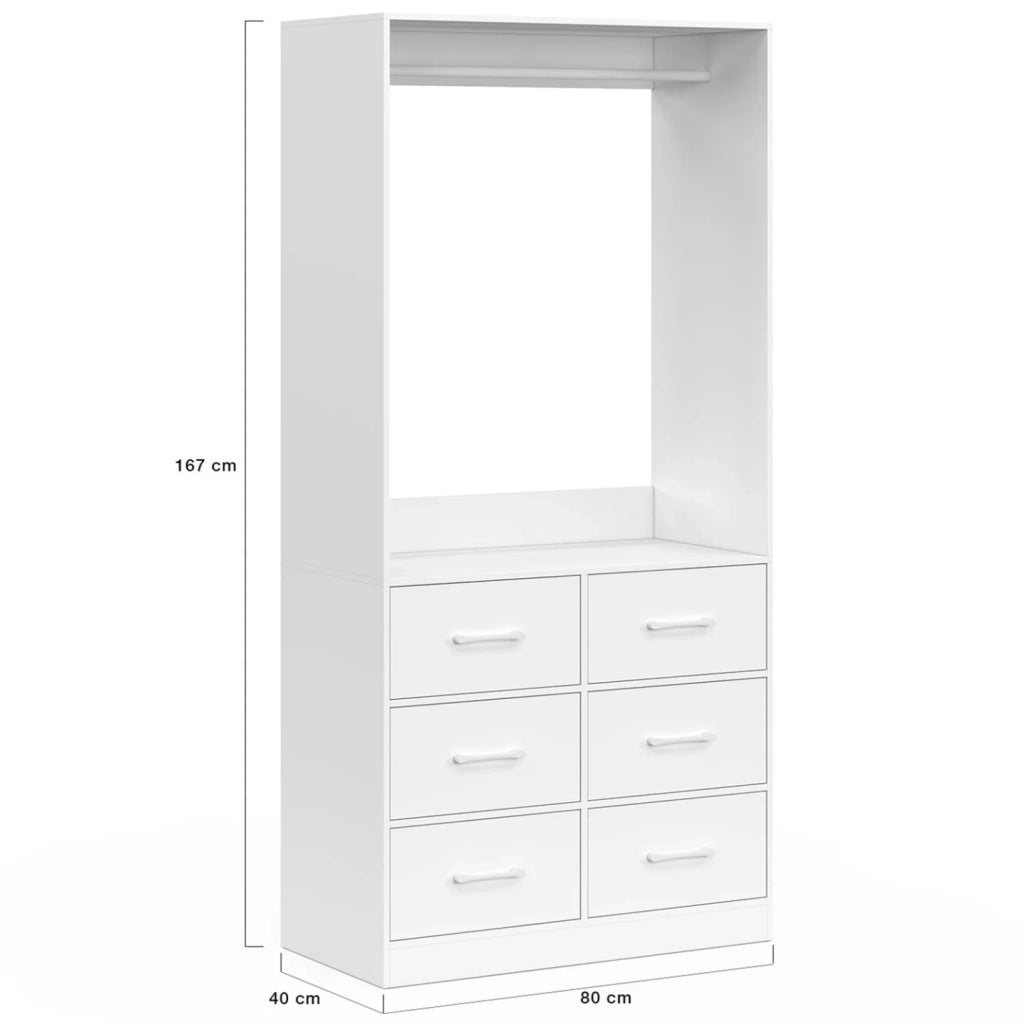 IDMarket - Armadio UPPAH lungo 80 cm con 6 contenitori in tessuto bianco