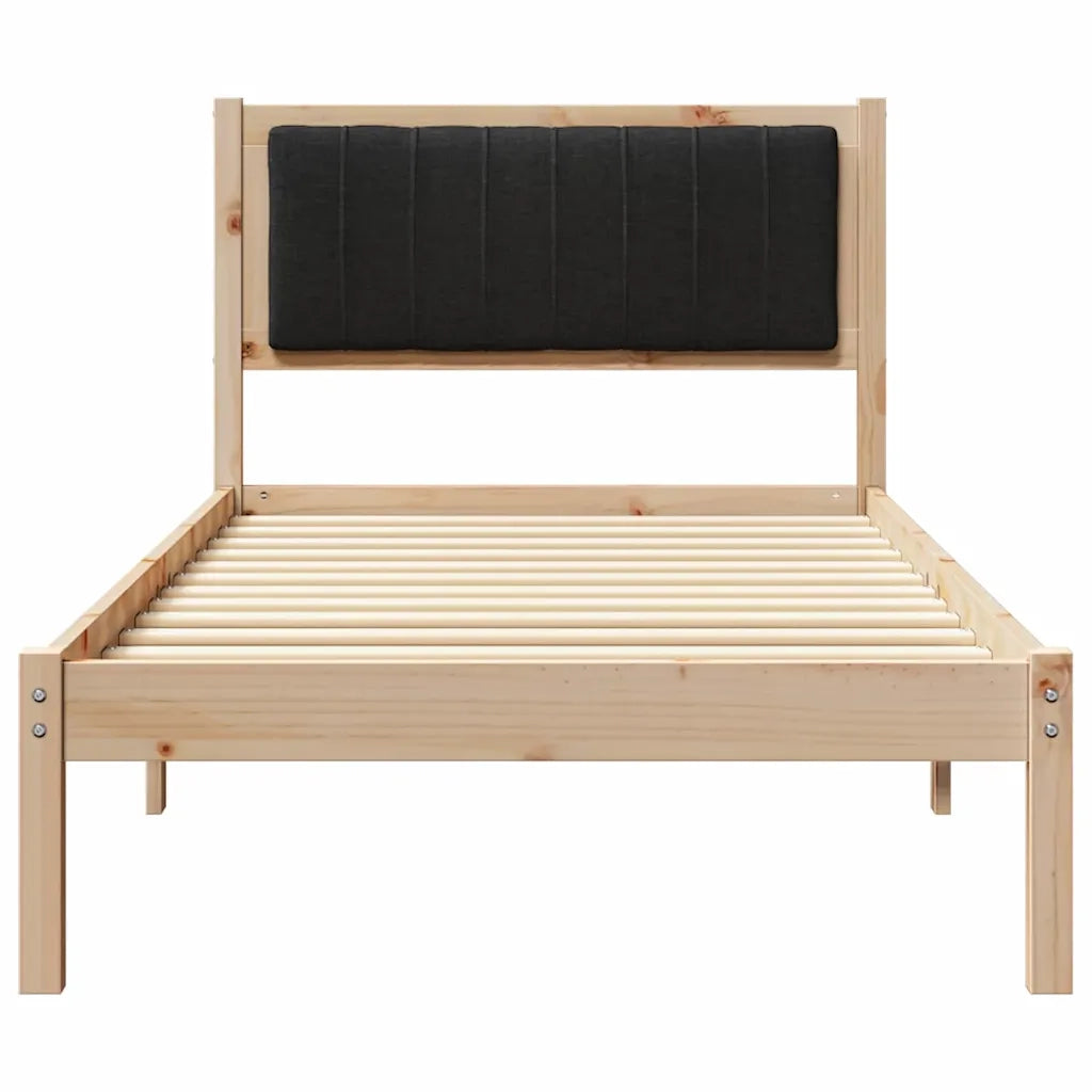 Letto con Testiera Rivestita Nero 90 x 190 cm Pino massello 878296