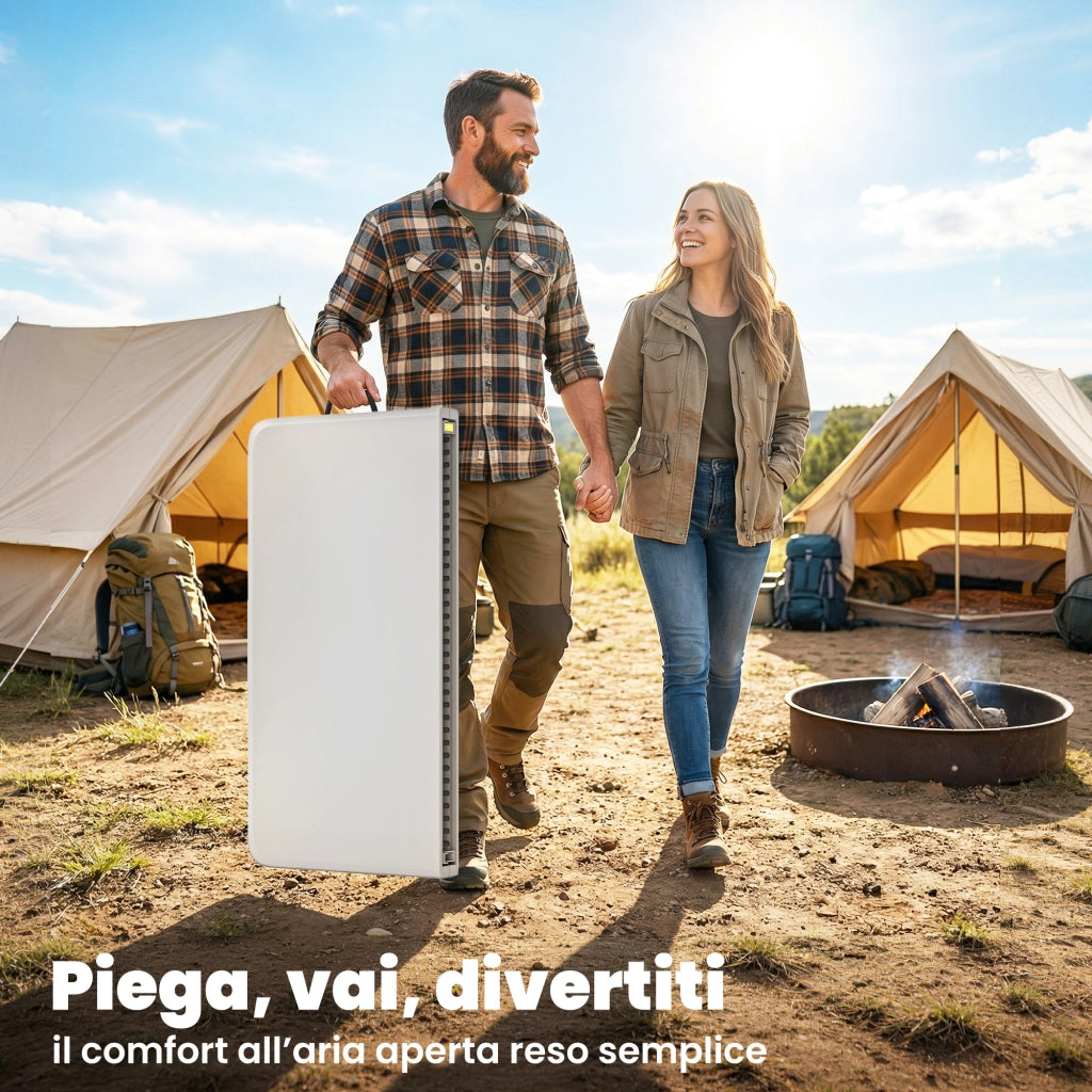 Tavolo da campeggio pieghevole quadrato ¨C Xylo ¨C metallo HDPE bianco 86x86x74 cm