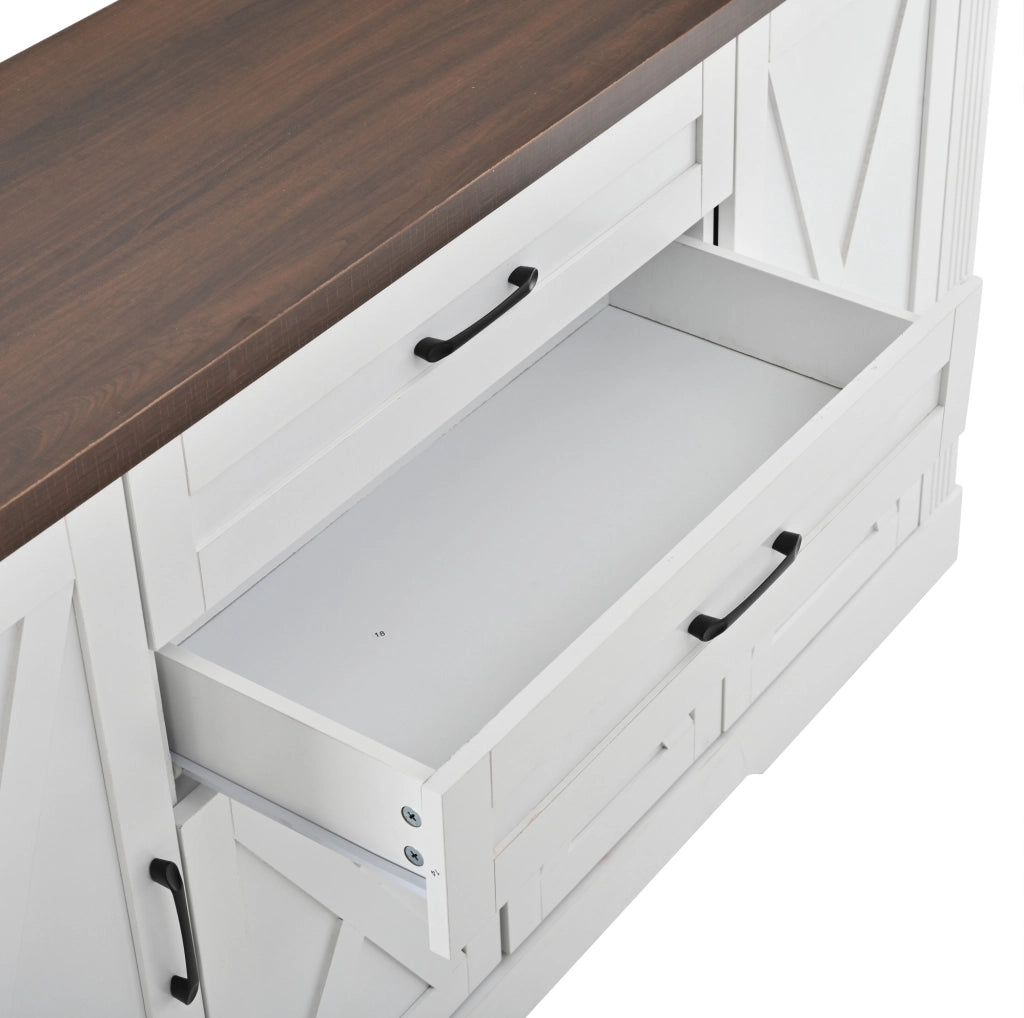 Credenza sideboard 160x39x81;5 cm con 4 ante e 2 cassetti; bianco in MDF e truciolare