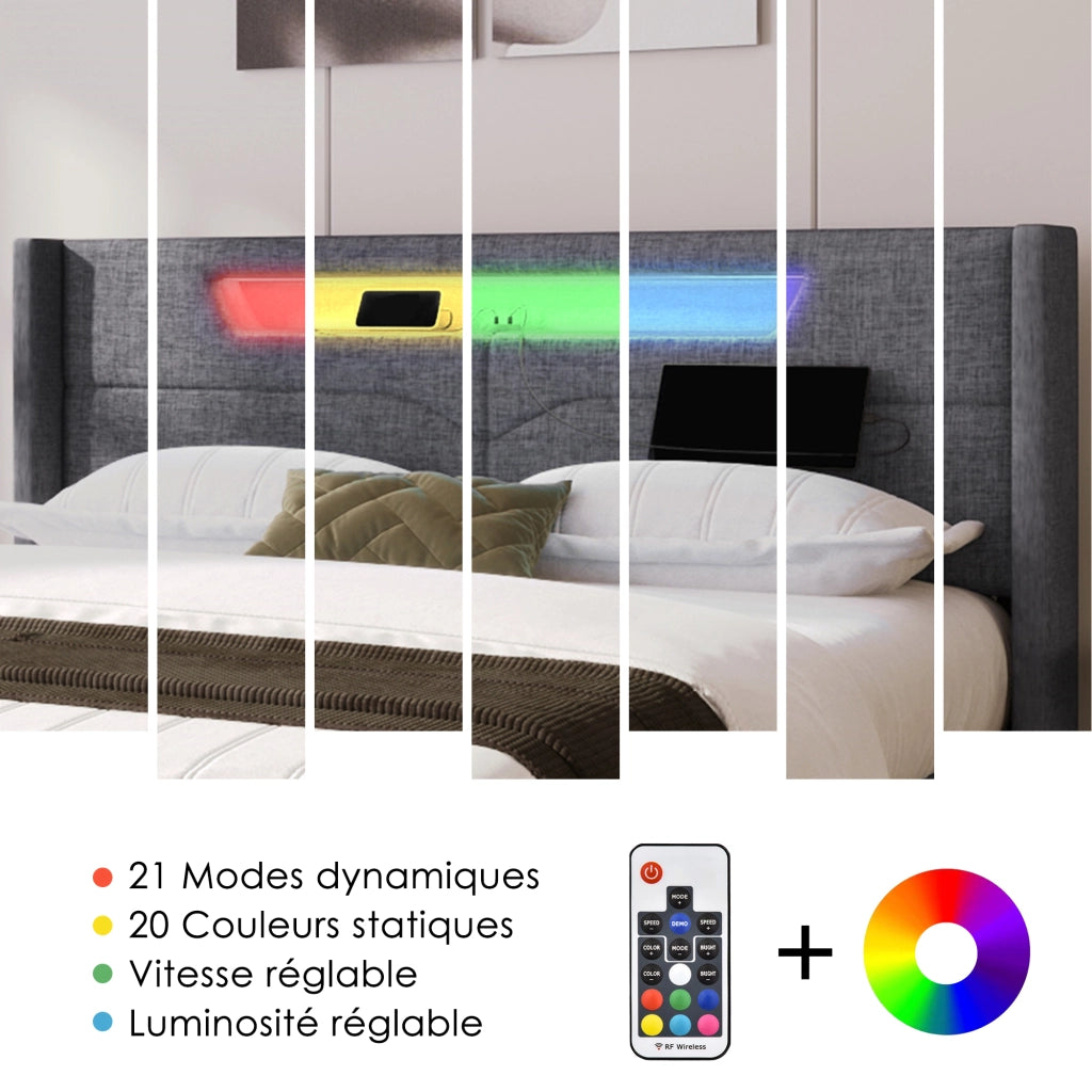 letto imbottito lino grigio 160x200 cm