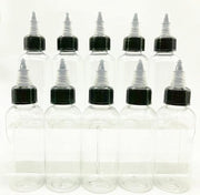Confezione da 10 flaconi di plastica trasparenti da 60 ml con beccuccio per inchiostro per uso DIY, olio, colla