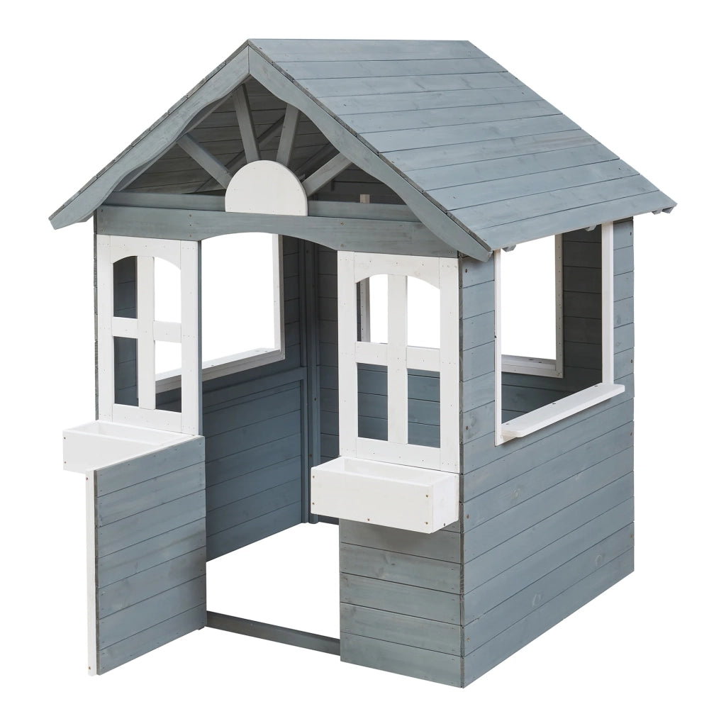 Casetta da gioco per esterni 138 x 120 x 102 cm grigio bianco legno di abete 03_0009087