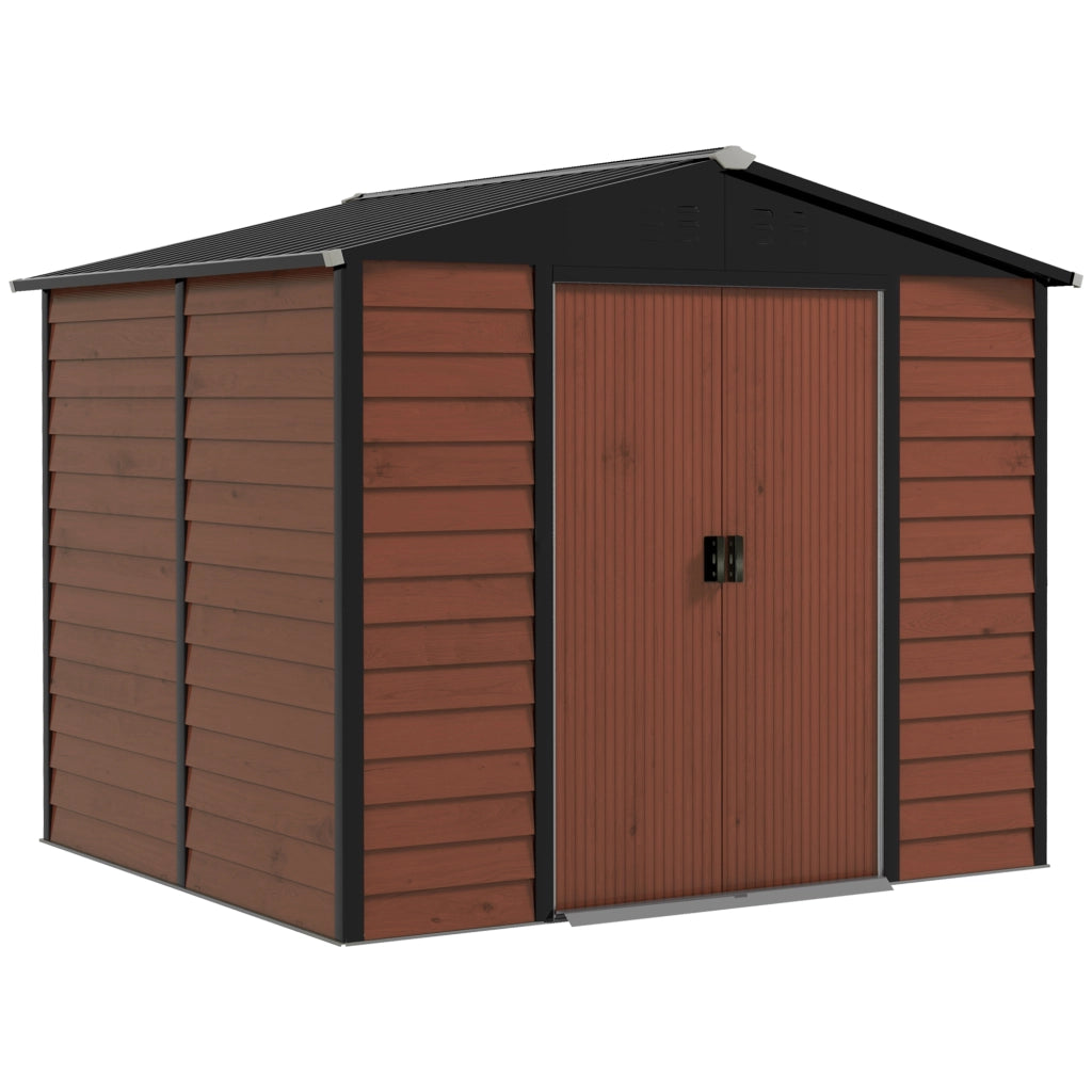 CASETTA da Giardino 240x206x198 cm in Acciaio Color Teak con Doppia Porta