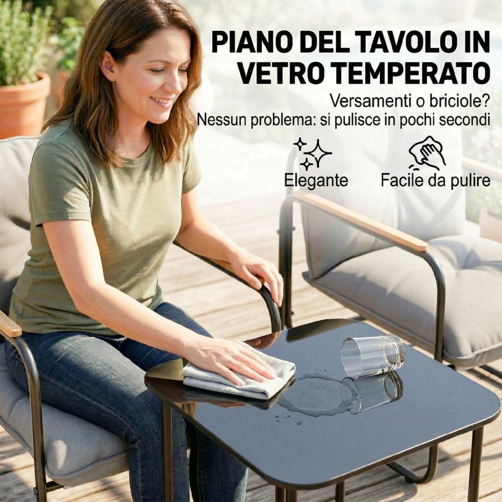 Set Bistr¨° 3 Pezzi ¨C Zephmum ¨C Grigio Scuro, Metallo, Cuscini