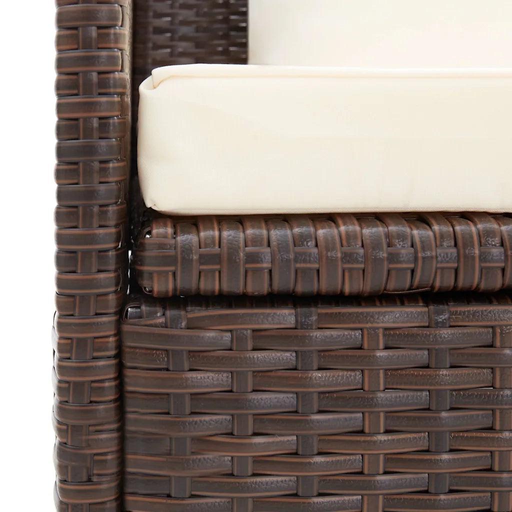 Lettino da Giardino con Cuscini in Polyrattan Marrone 49392