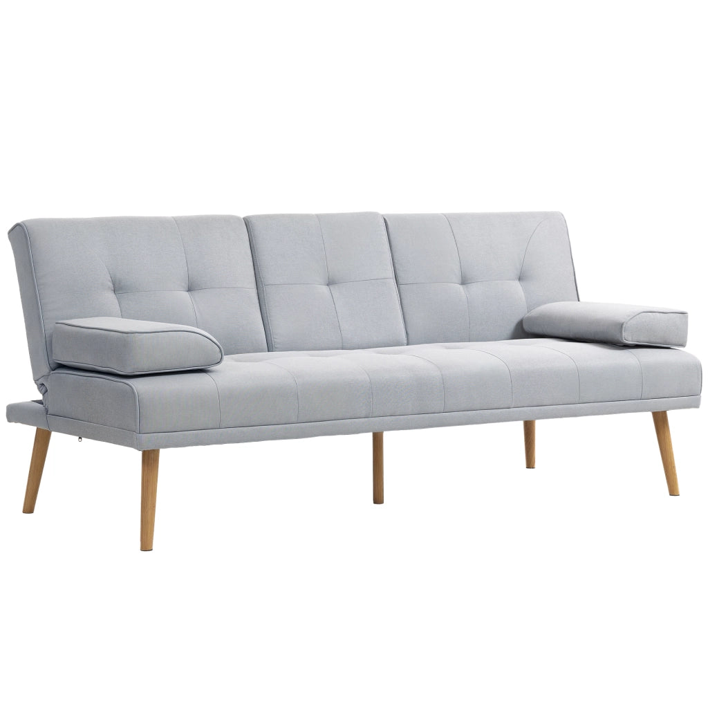 Divano letto 3 posti con tavolino ¨C zephmum ¨C in tessuto grigio chiaro 200x90