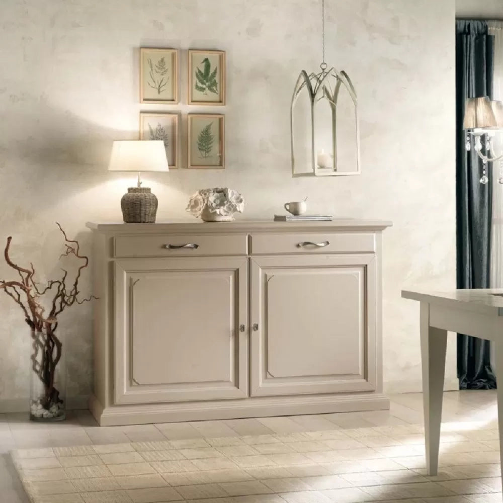Madia credenza shabby in legno massello 2 porte avorio l.172 p.52 h.110 - Mobili 2G