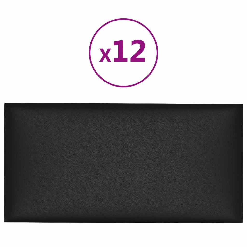 Testiera da Parete 12 pcs Nero 60 x 30 cm Tessuto 4008347