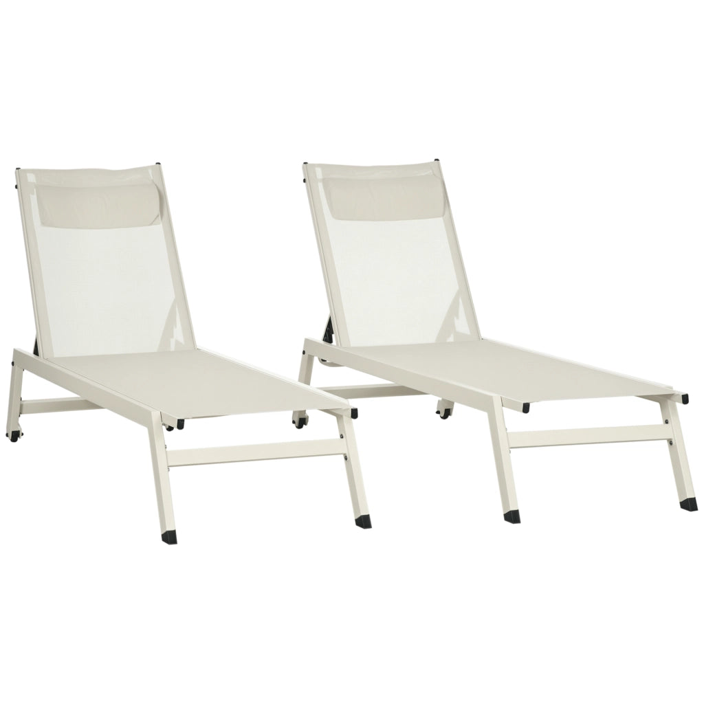 Lettino Prendisole Reclinabile 2 Posti ¨C Minimal ¨C Alluminio Poliestere Beige 55x195x30 cm