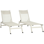Lettino Prendisole Reclinabile 2 Posti ¨C Minimal ¨C Alluminio Poliestere Beige 55x195x30 cm